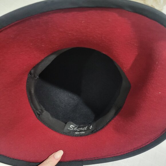 Beautiful felt wool red and black fancy hat